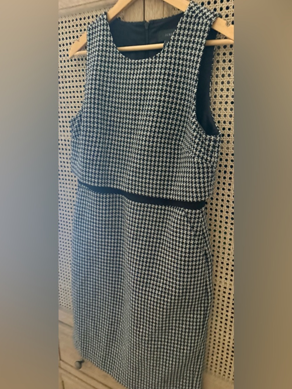 J. Crew Black & White Houndstooth Midi Sheath Dress